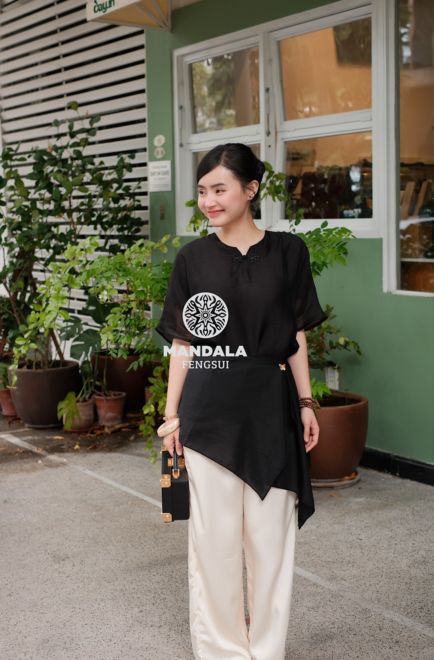 [Bản Giới Hạn] Bộ Trang Phục Áo Tơ An Đường Phối Cúc Hoa Quần Lụa | MANDALA