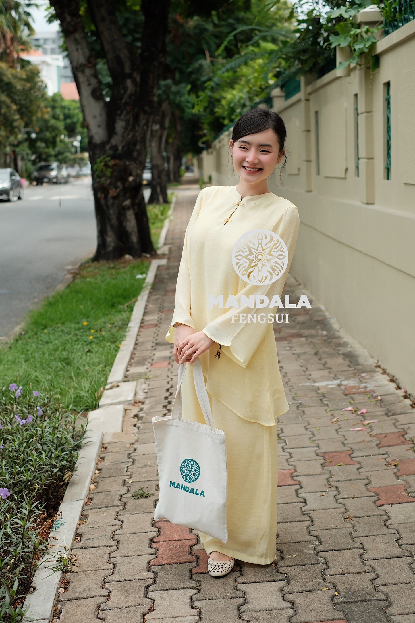 Bộ Trang Phục Họa Mi Chất Liệu Đũi Cao Cấp Màu Vàng Mơ Pastel | MANDALA