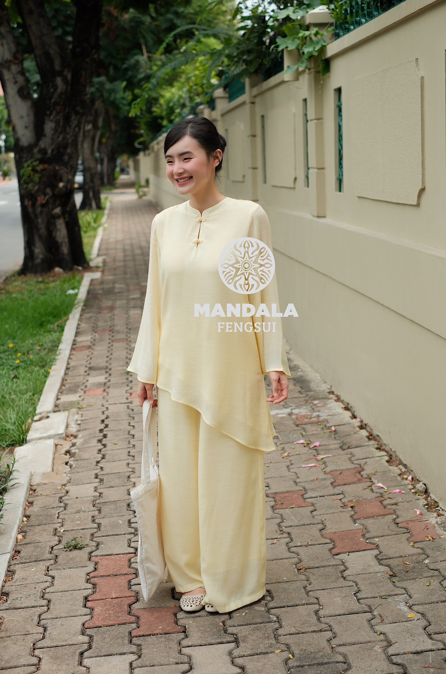 Bộ Trang Phục Họa Mi Chất Liệu Đũi Cao Cấp Màu Vàng Mơ Pastel | MANDALA