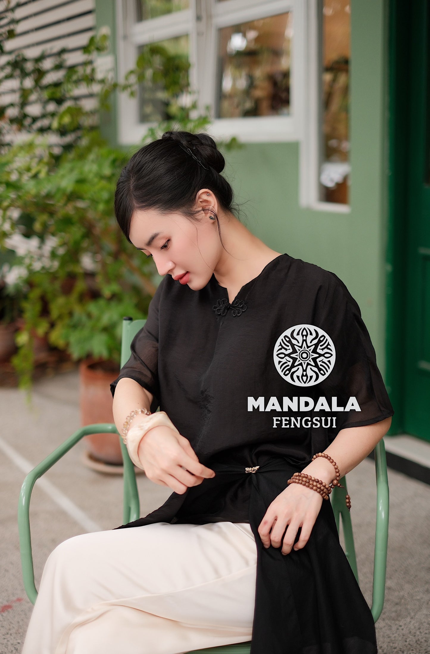 [Bản Giới Hạn] Bộ Trang Phục Áo Tơ An Đường Phối Cúc Hoa Quần Lụa | MANDALA