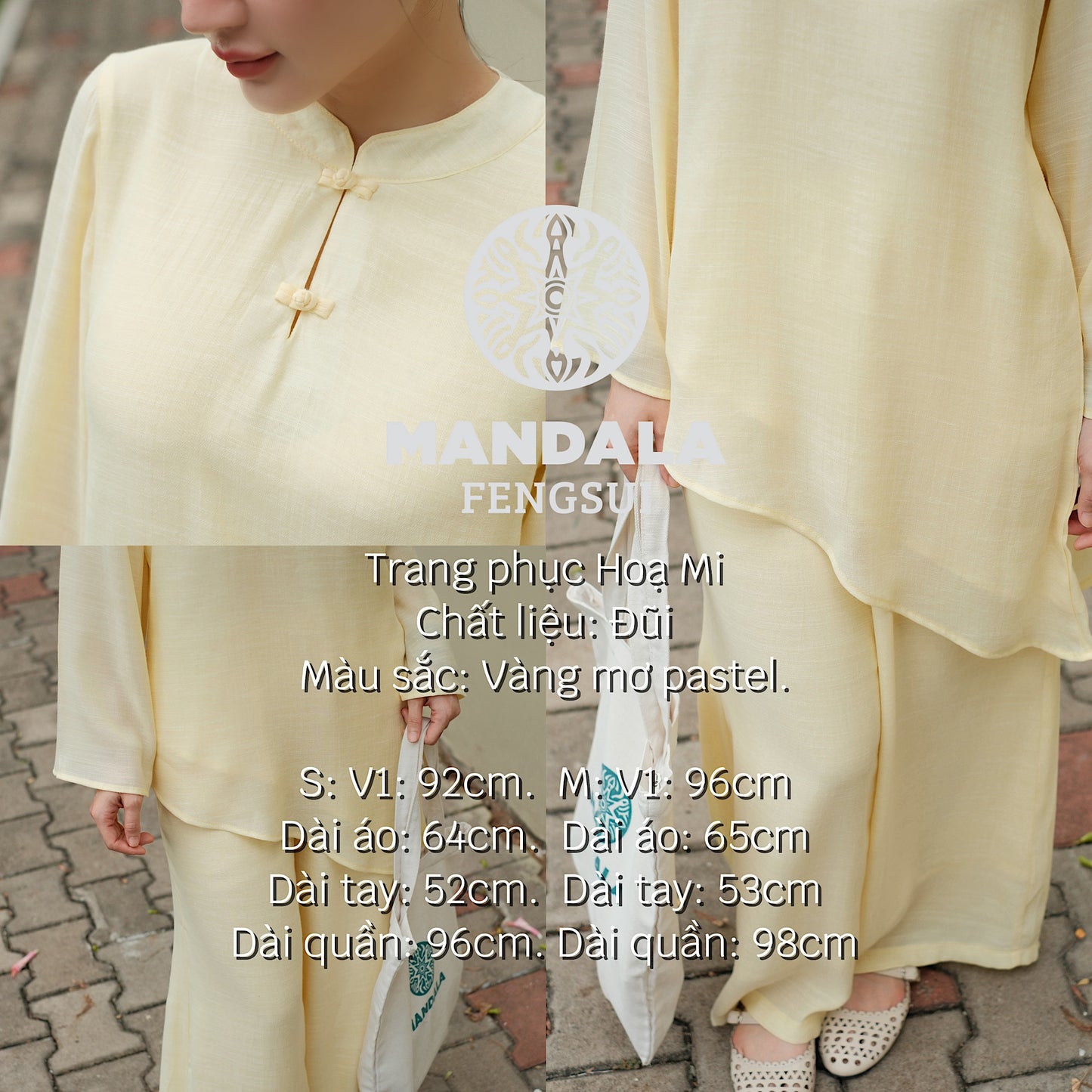 Bộ Trang Phục Họa Mi Chất Liệu Đũi Cao Cấp Màu Vàng Mơ Pastel | MANDALA