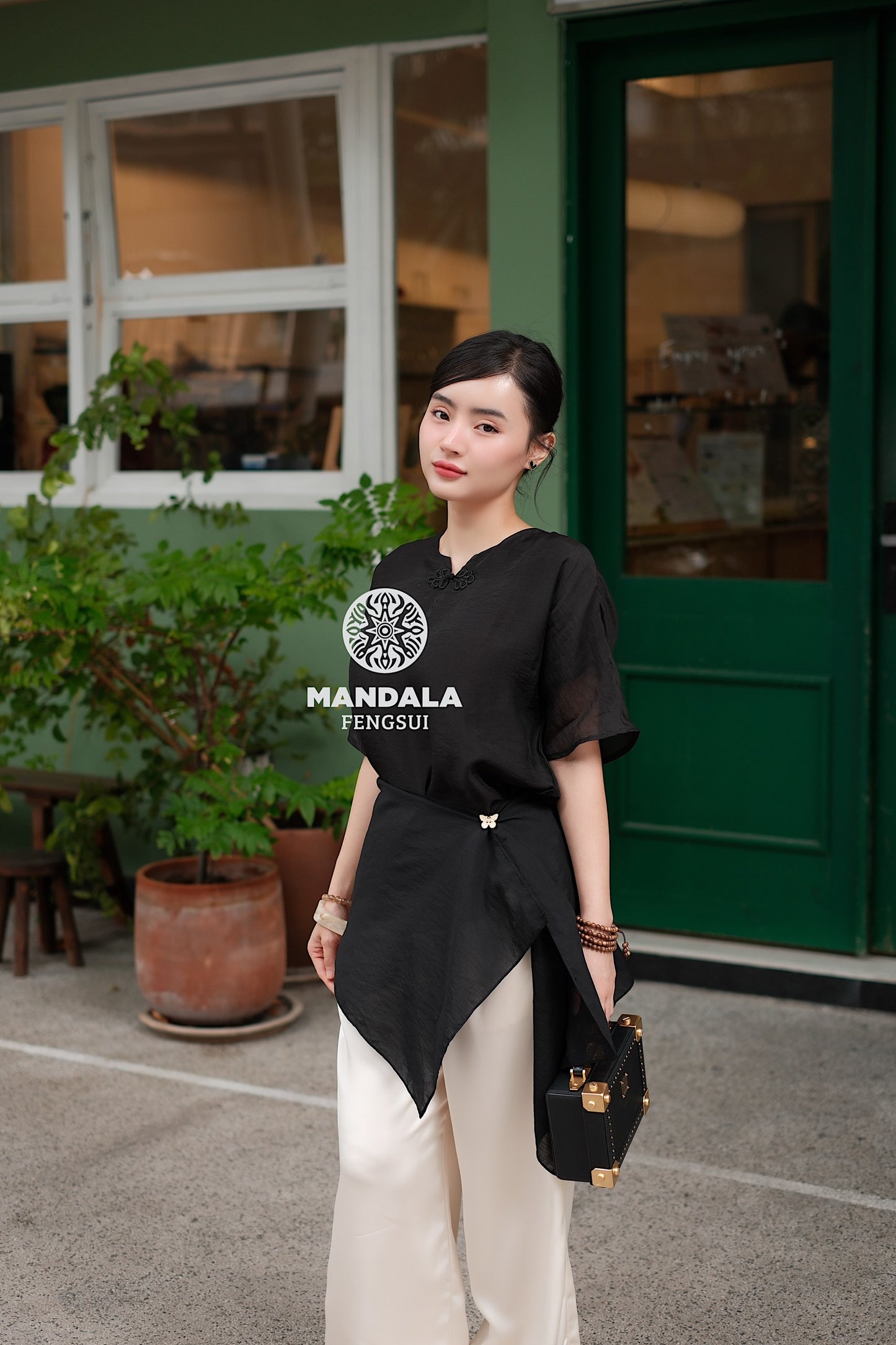 [Bản Giới Hạn] Bộ Trang Phục Áo Tơ An Đường Phối Cúc Hoa Quần Lụa | MANDALA