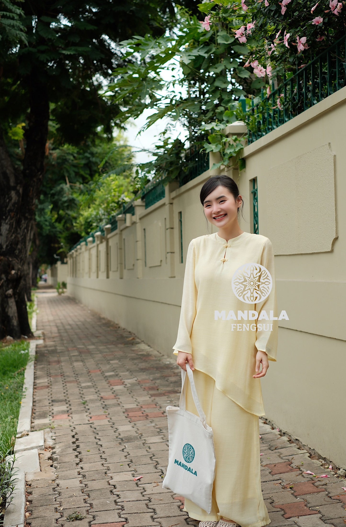 Bộ Trang Phục Họa Mi Chất Liệu Đũi Cao Cấp Màu Vàng Mơ Pastel | MANDALA
